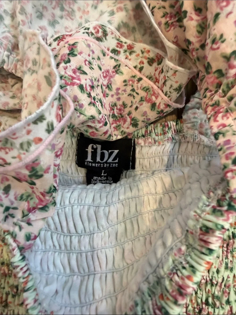 Flowers by Zoe Mint Floral Smocked Skirt with Pink Accents